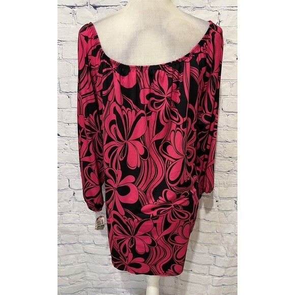 NWT INC International Concepts Womens Blouse Top Plus Size 3X Pink Black Swirl - Picture 3 of 6